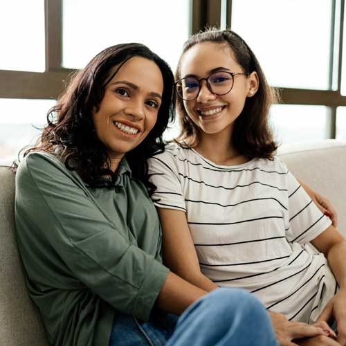 A woman with her teenage daughter